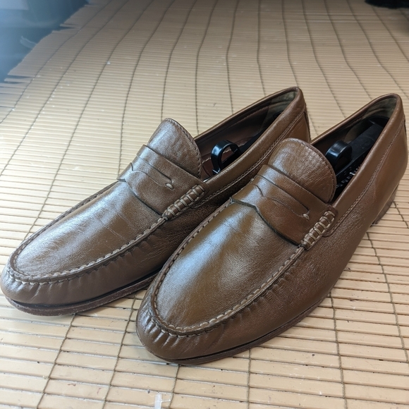 HS Trask Cognac Light Tan Brown Penny Loafers Shoes Size men's Excellent 11.5M - Picture 1 of 11